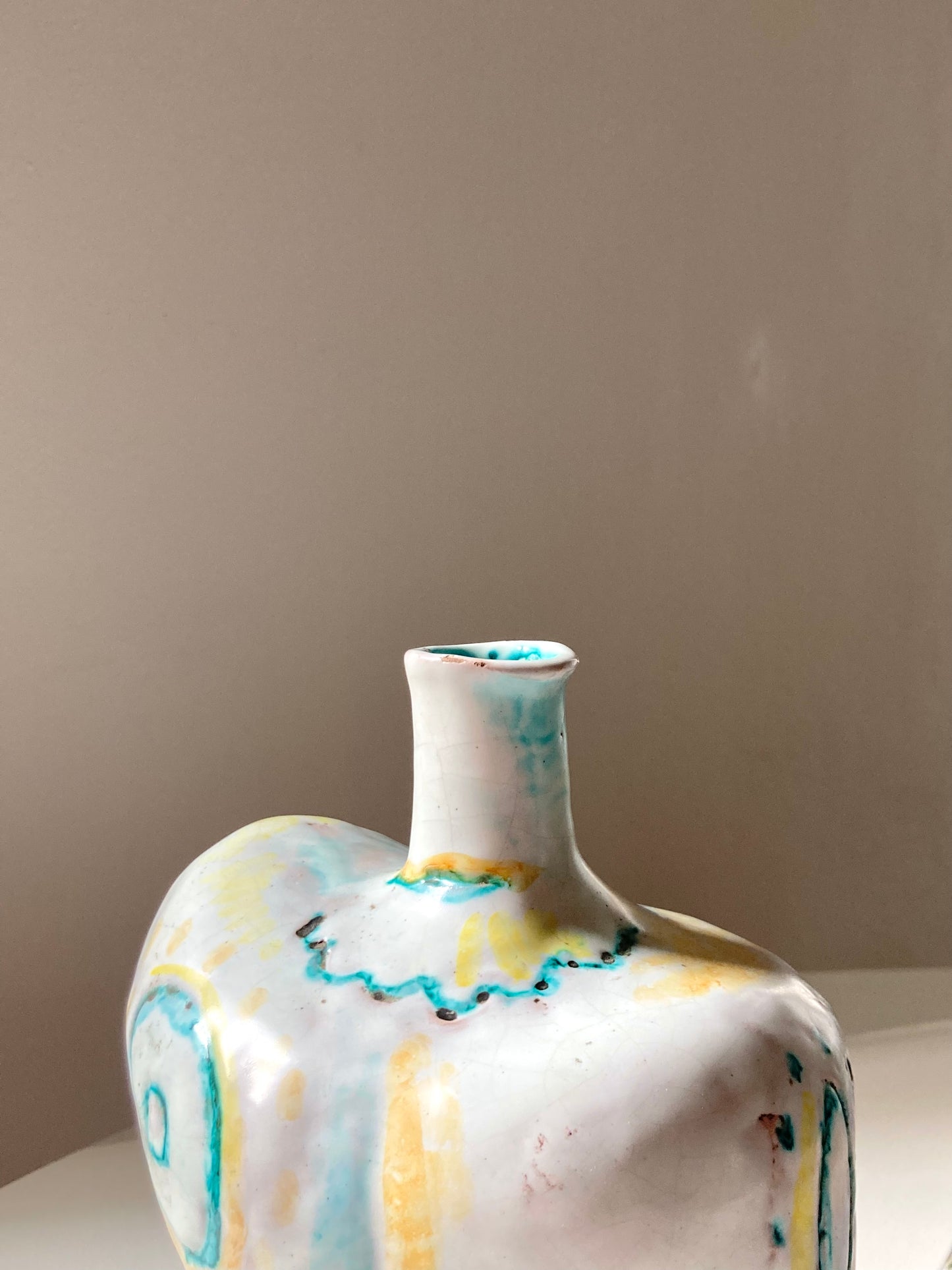 Hand-painted glazed terracotta vase