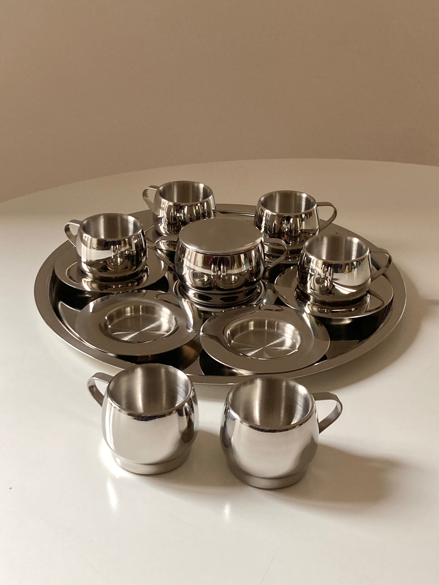 Set of 6 steel coffee cups