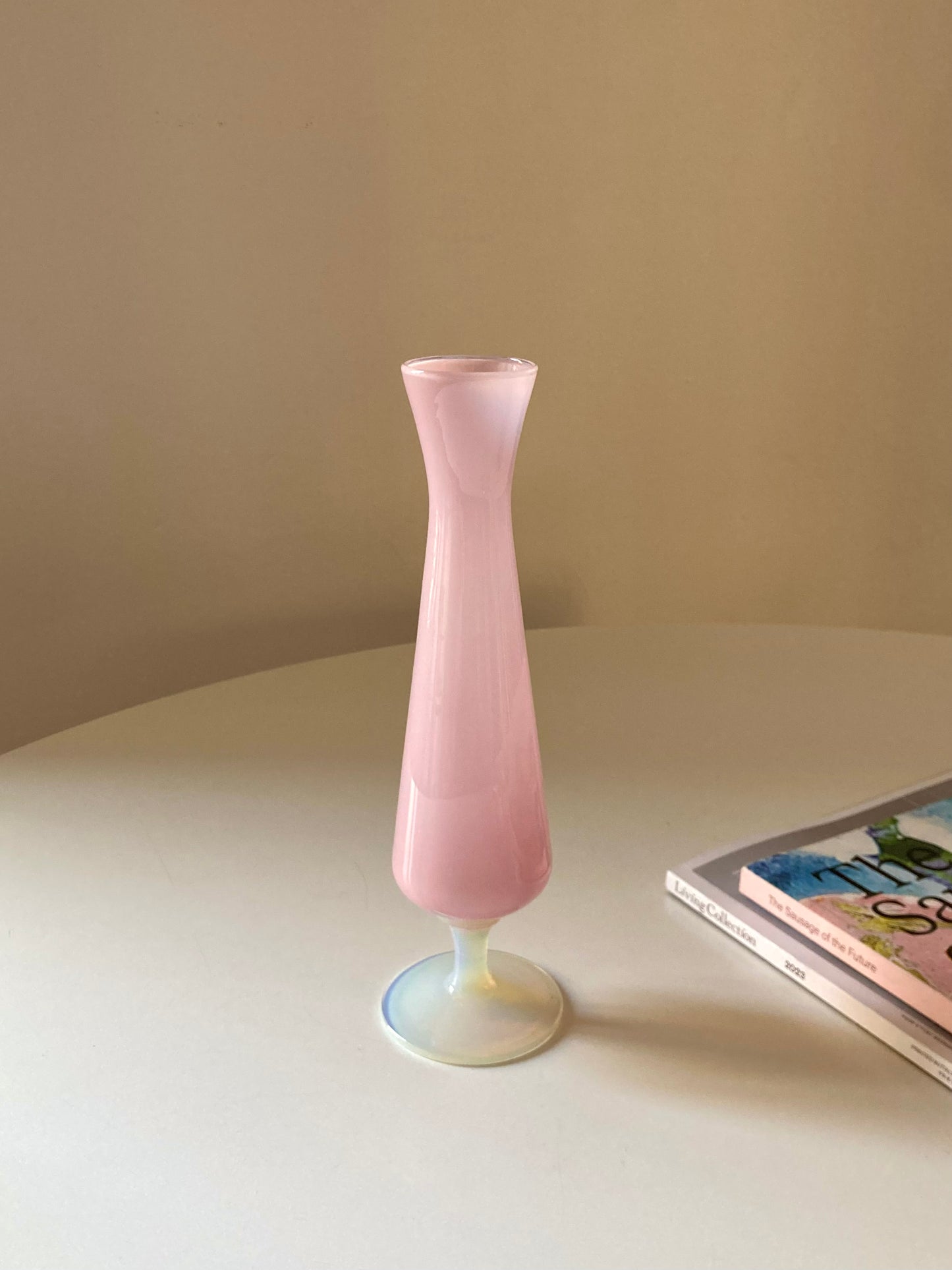 Pink opaline glass vase