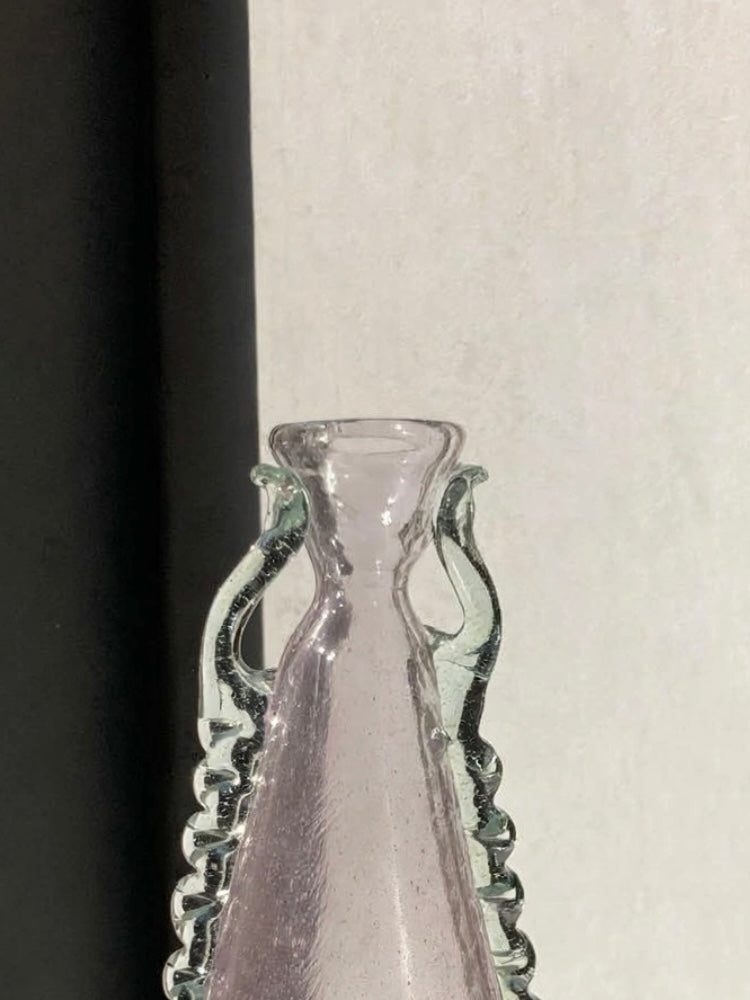 Vaso rosa di Murano vintage con greca