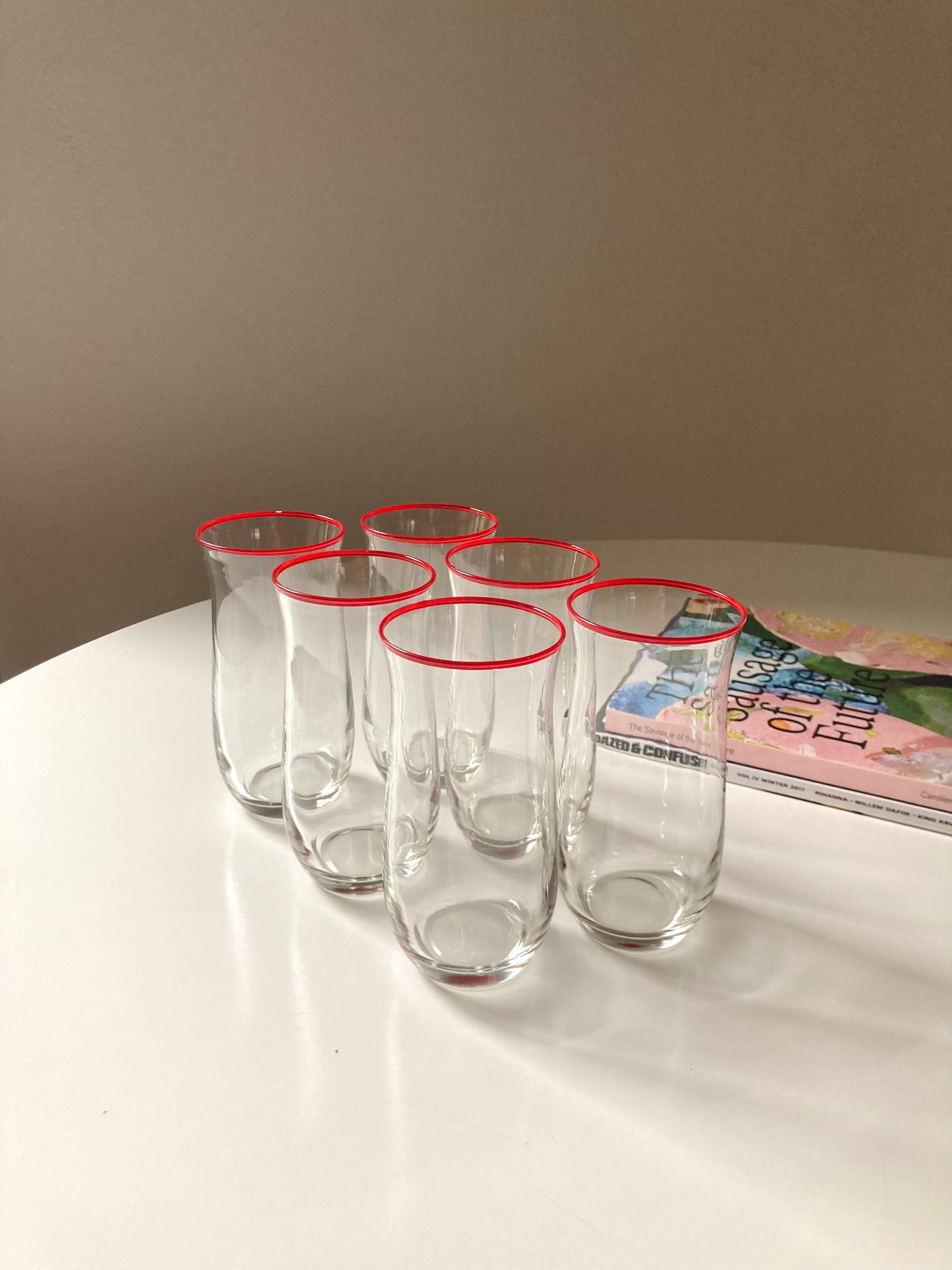 Set of 6 vintage glasses with flared rim