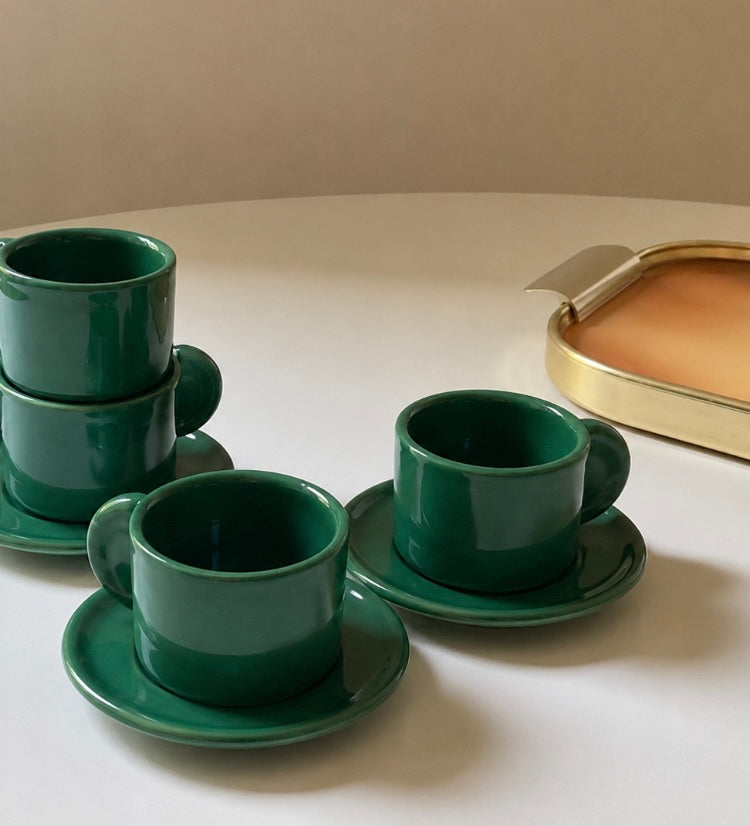 Set 4 tazzine da caffè verde bosco