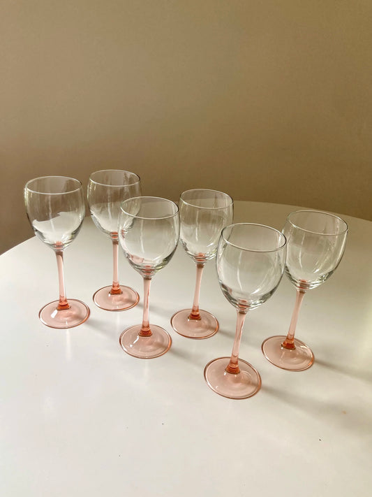 Set di 6 calici vintage a stelo rosa