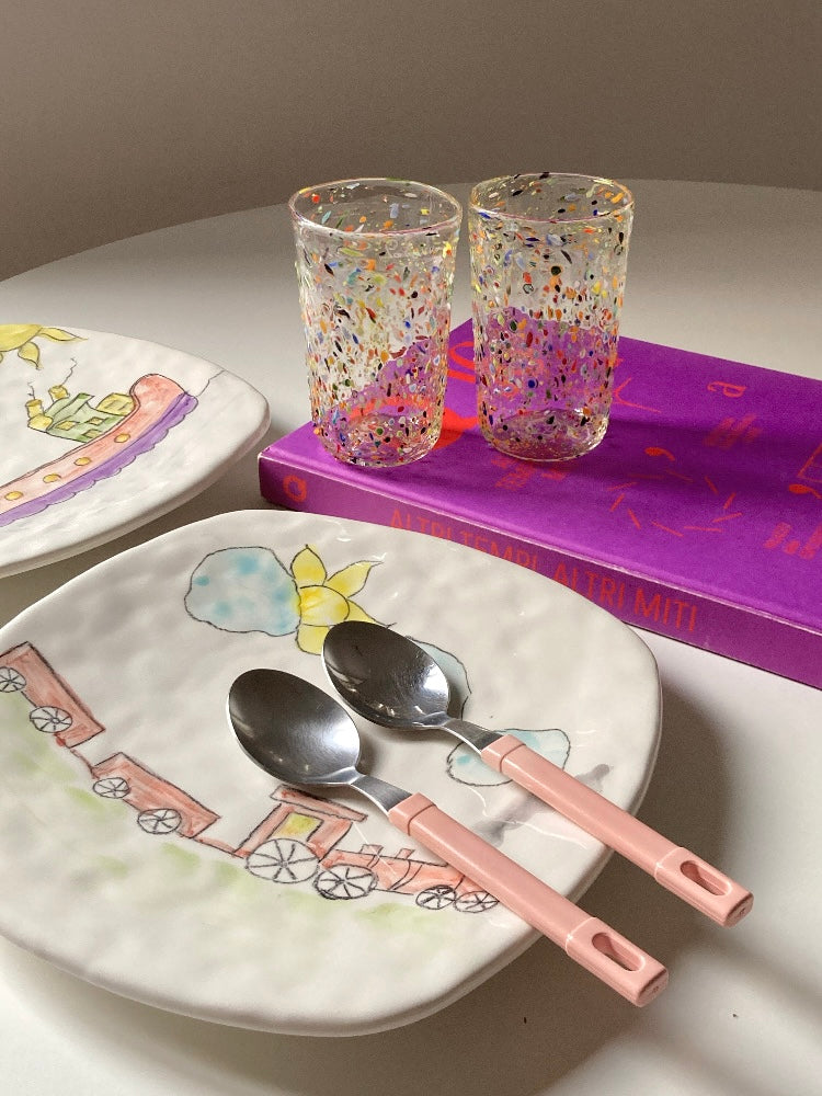 Set 8 posate Abert con manico rosa