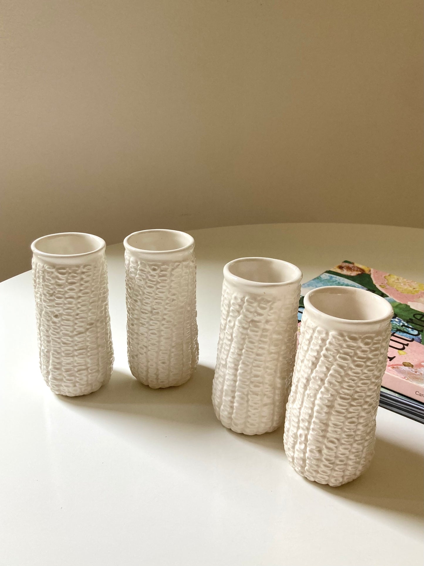 Set di 4 bicchieri pannocchia in ceramica