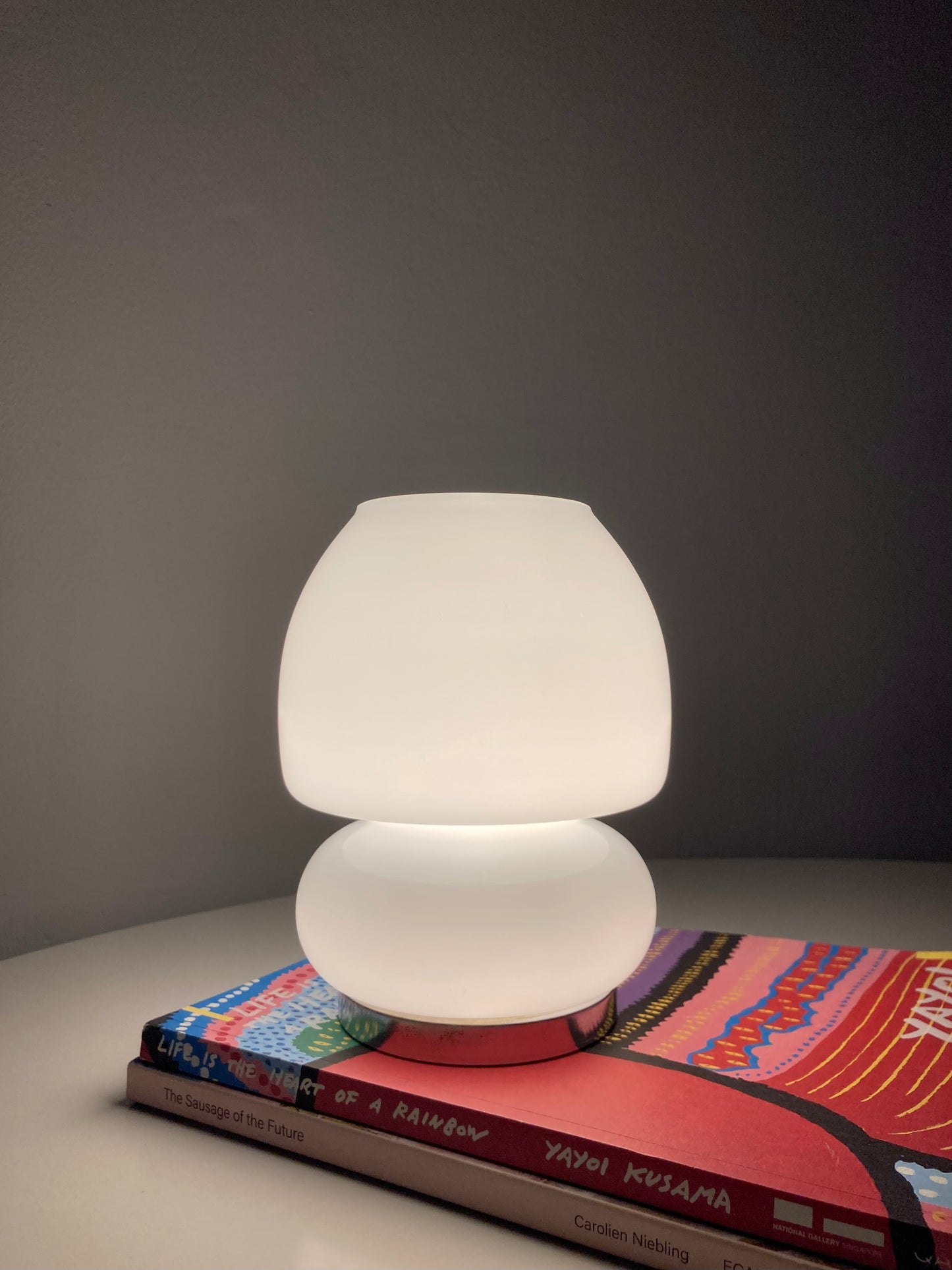 White vintage mushroom lamp