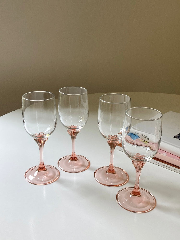 Set di 8 calici vintage con stelo rosa