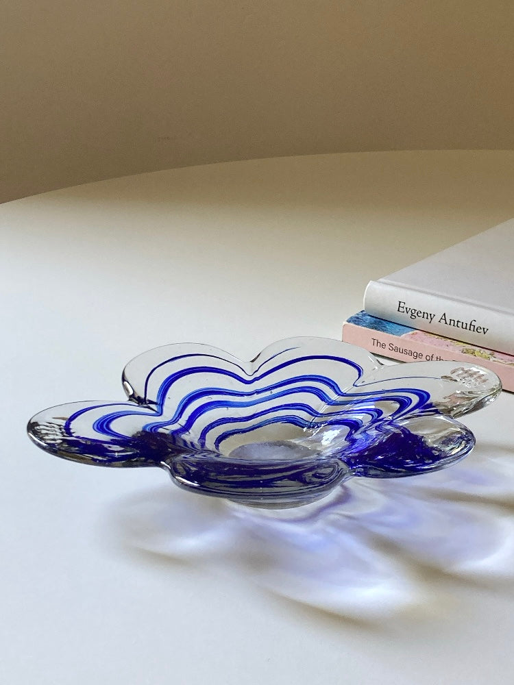 Piatto a forma fiore in vetro Murano