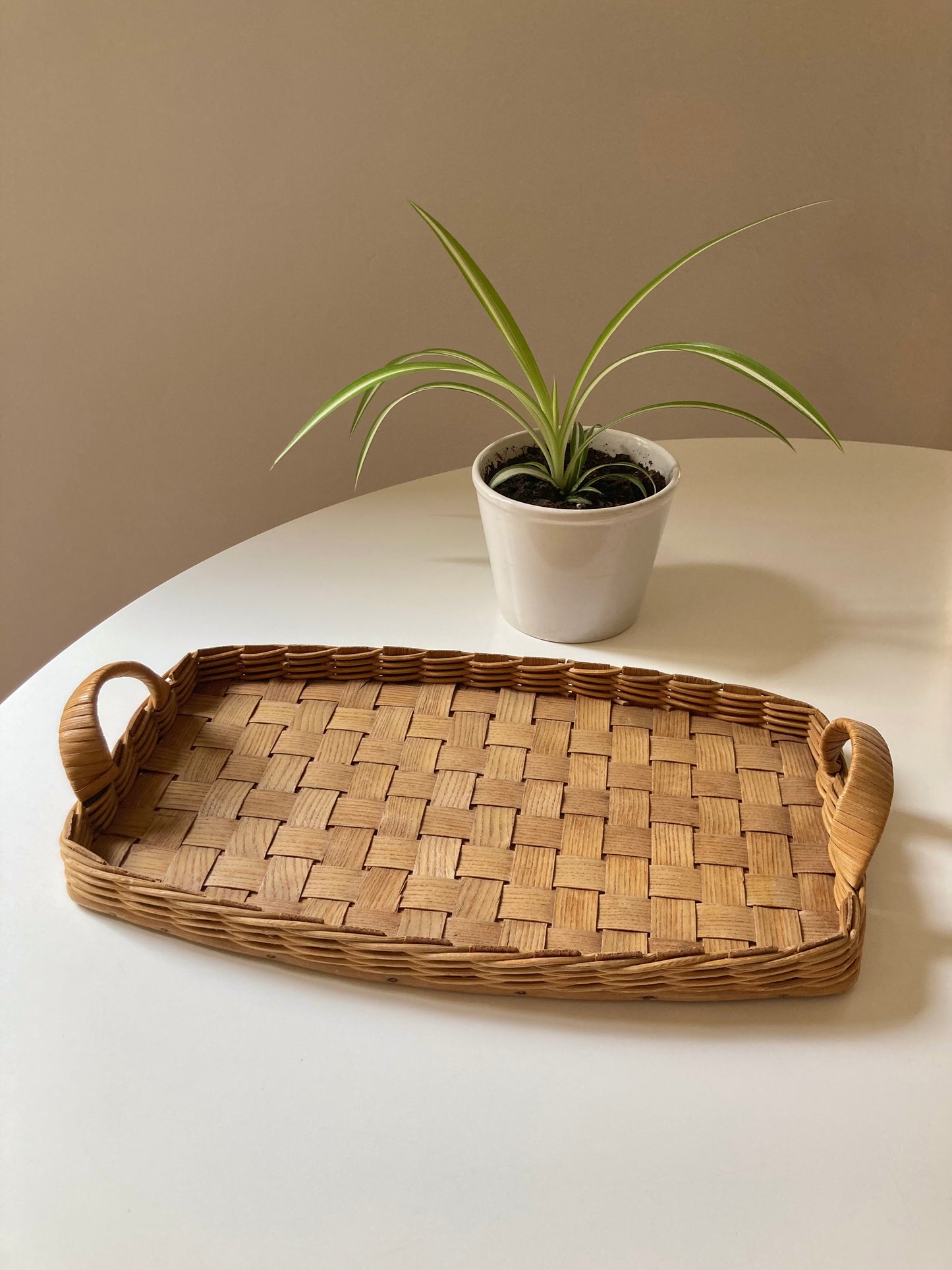 Vintage woven wooden tray