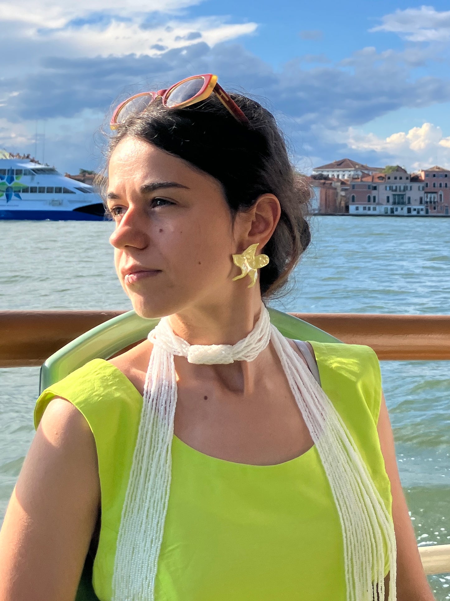 Collana scialle di perline in vetro