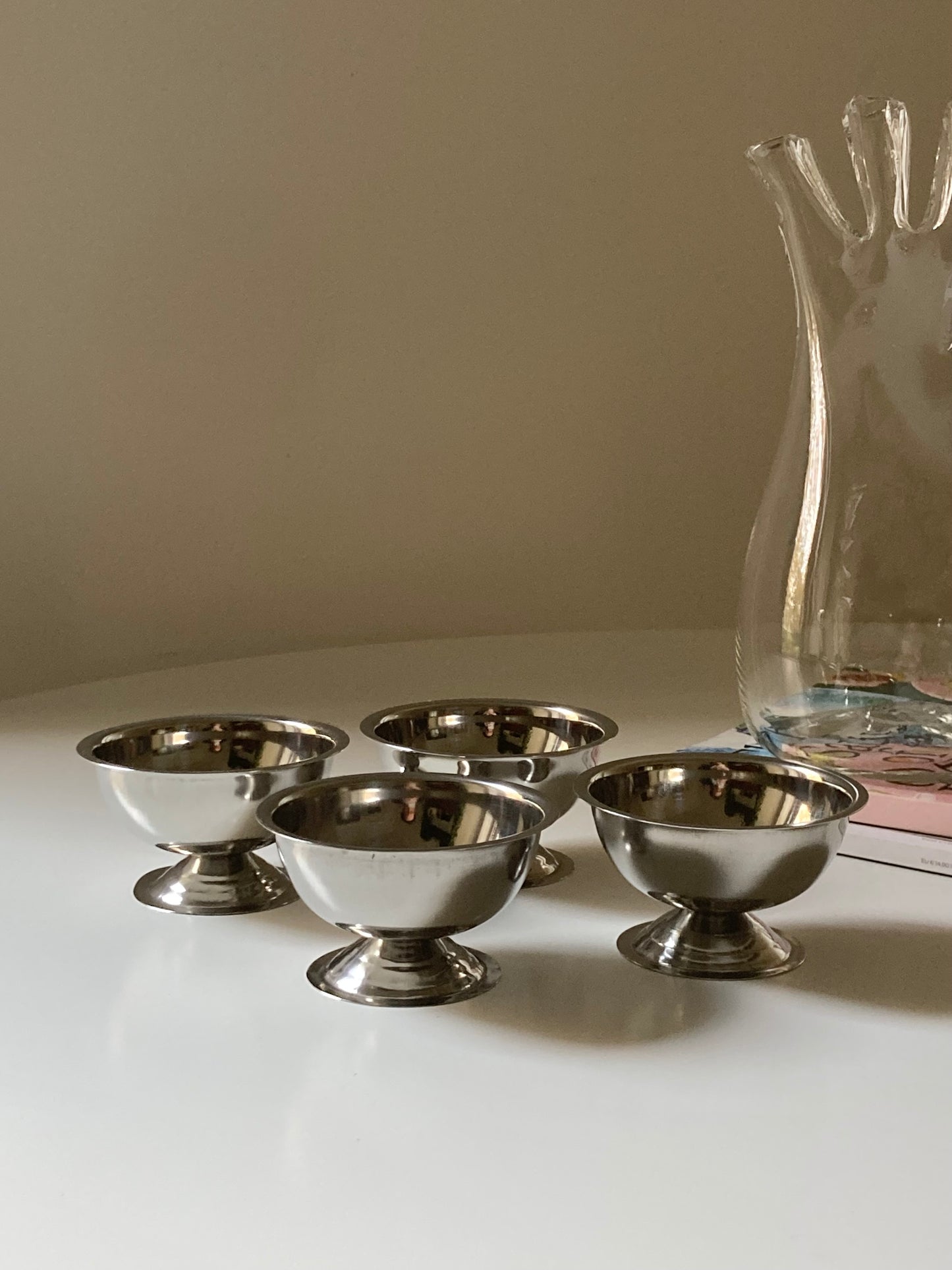 Set 4 coppette vintage in acciaio