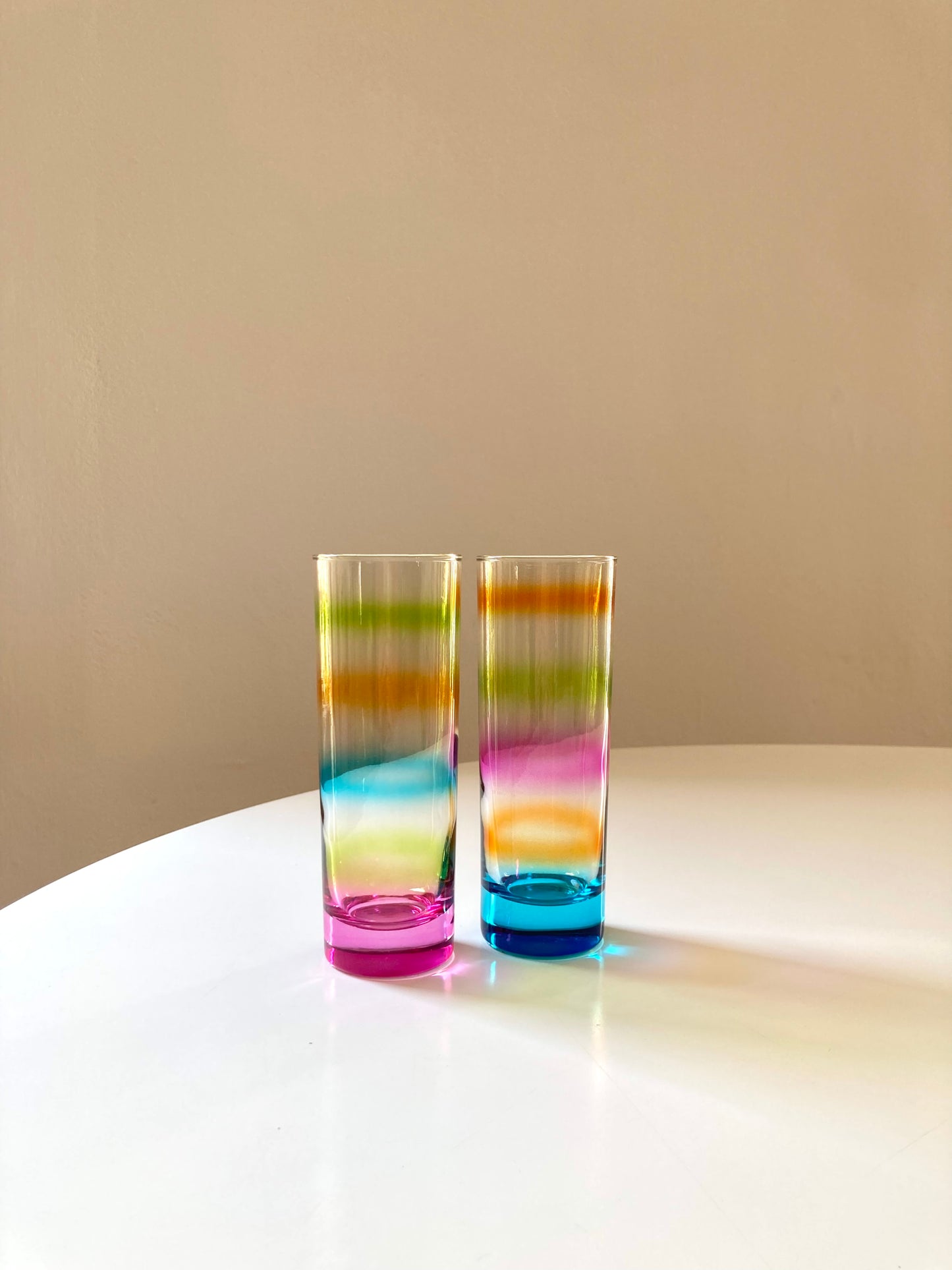 Set of 6 colored tall glasses