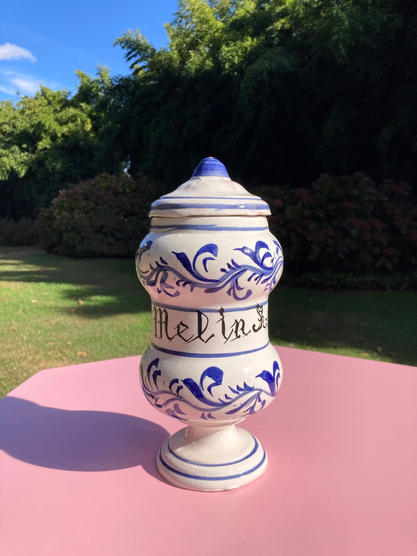 Barattolo da farmacia dipinto a mano