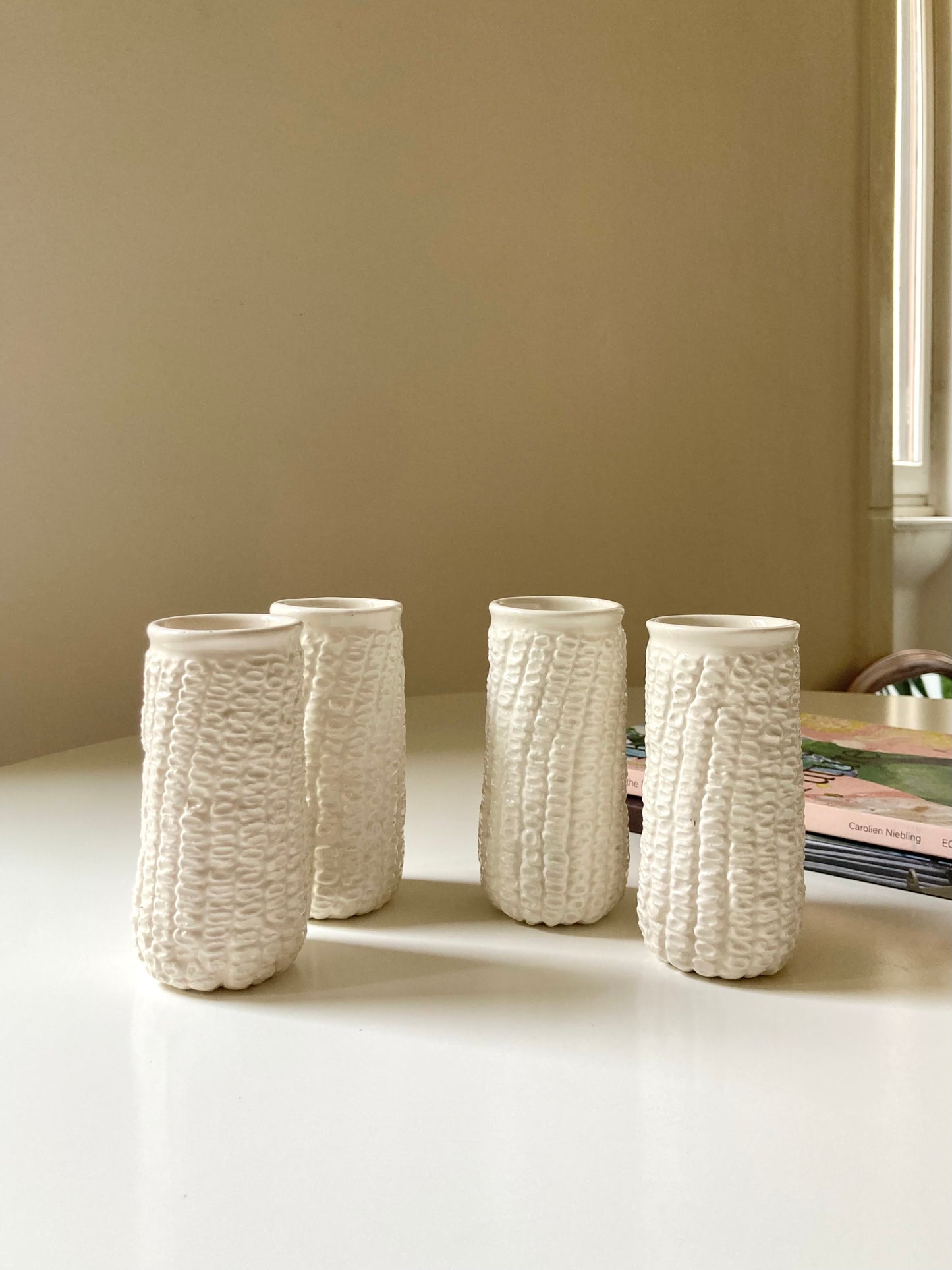 Set di 4 bicchieri pannocchia in ceramica