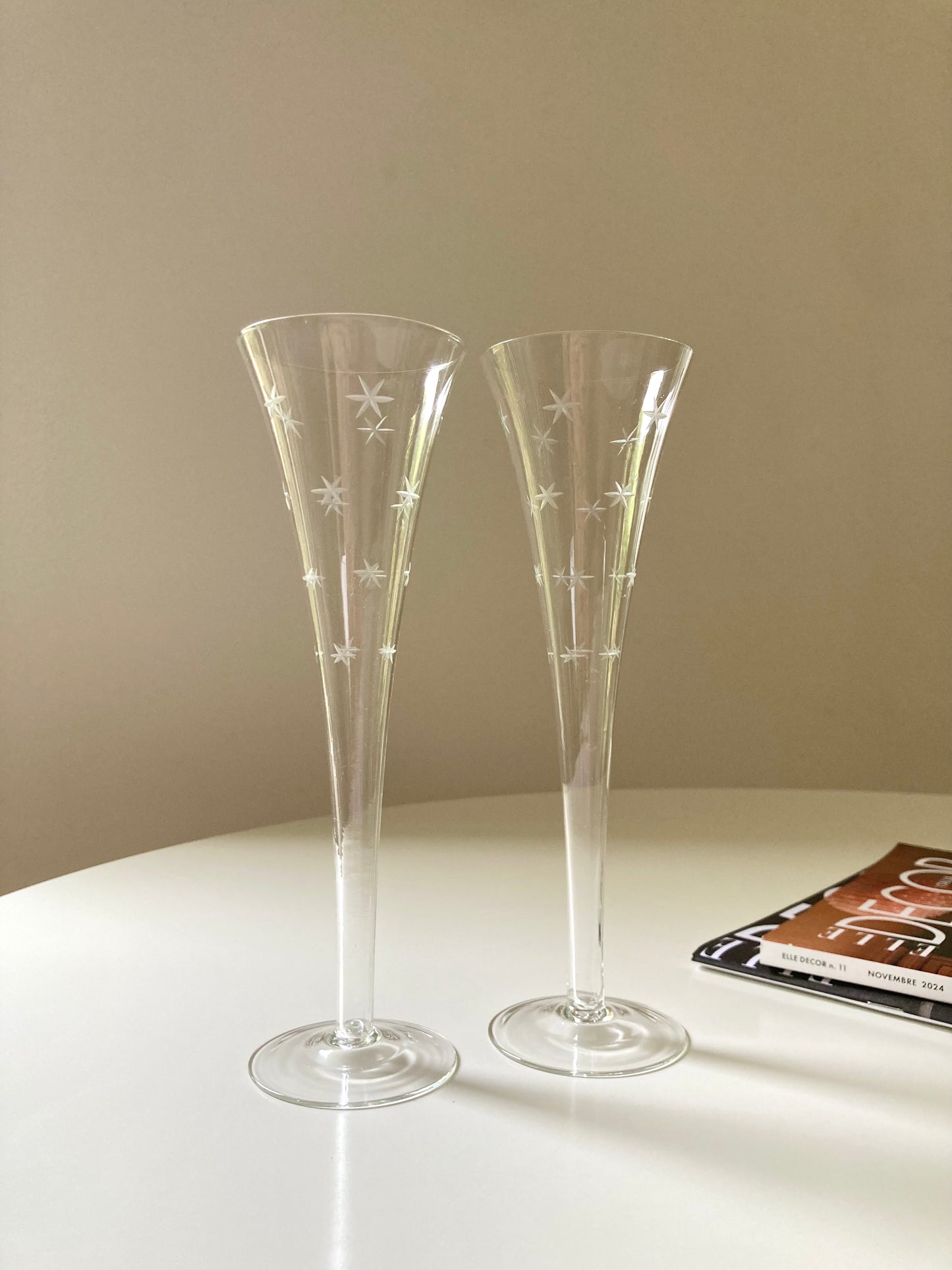 Set di 6 flute vintage con stelline