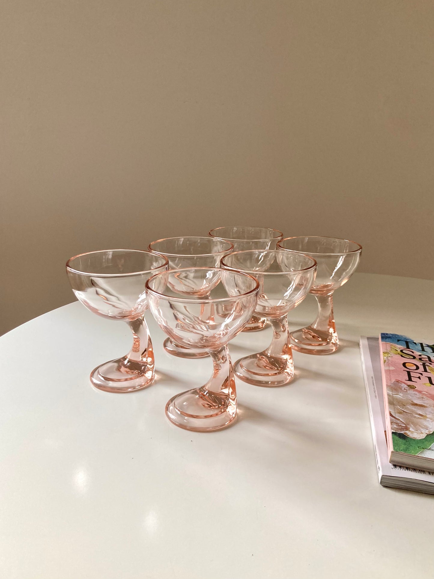 Pink glass dessert cups