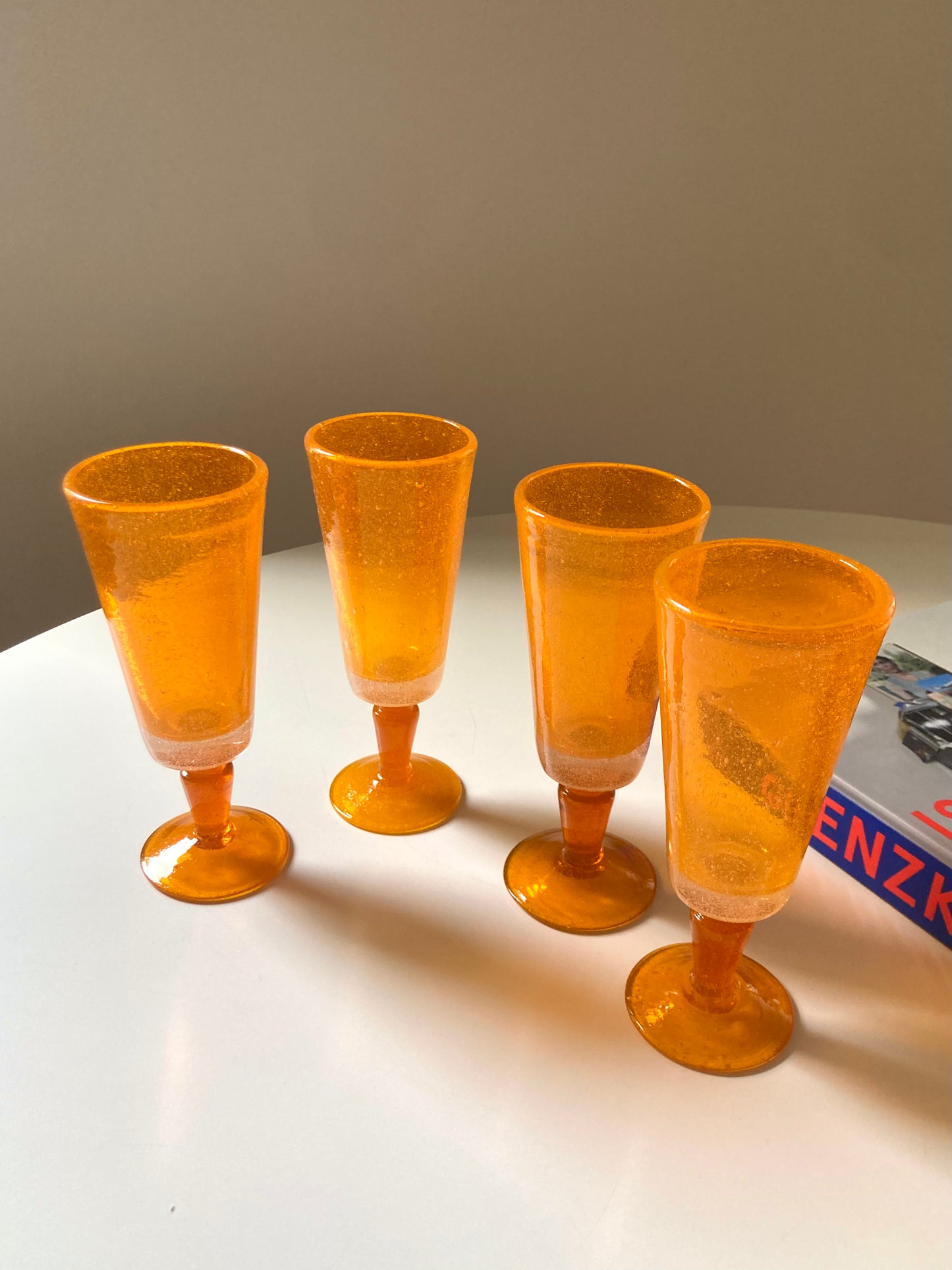 Set of 4 orange Murano glasses