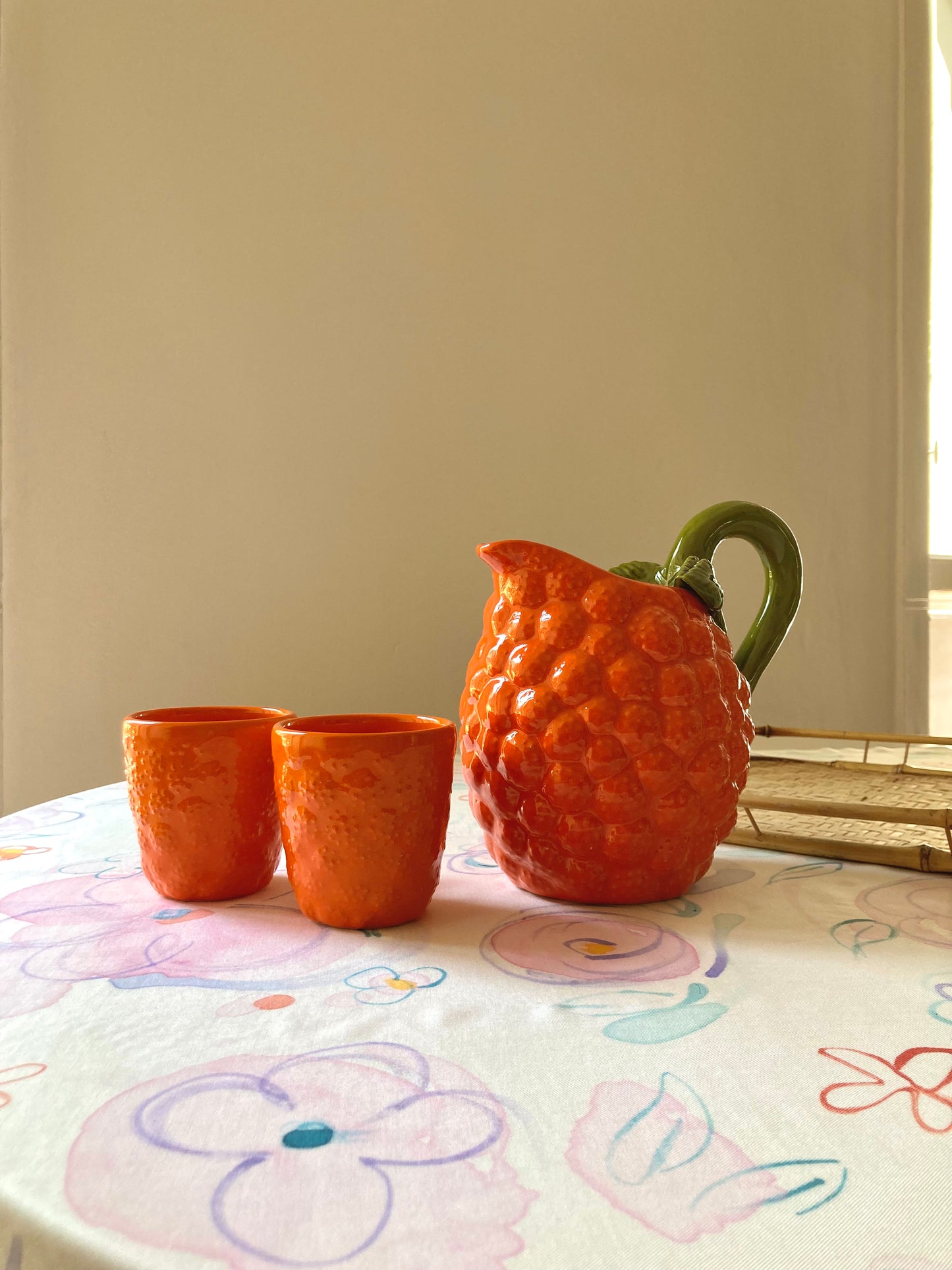 Square tablecloth 90x90 in hand-painted viscose