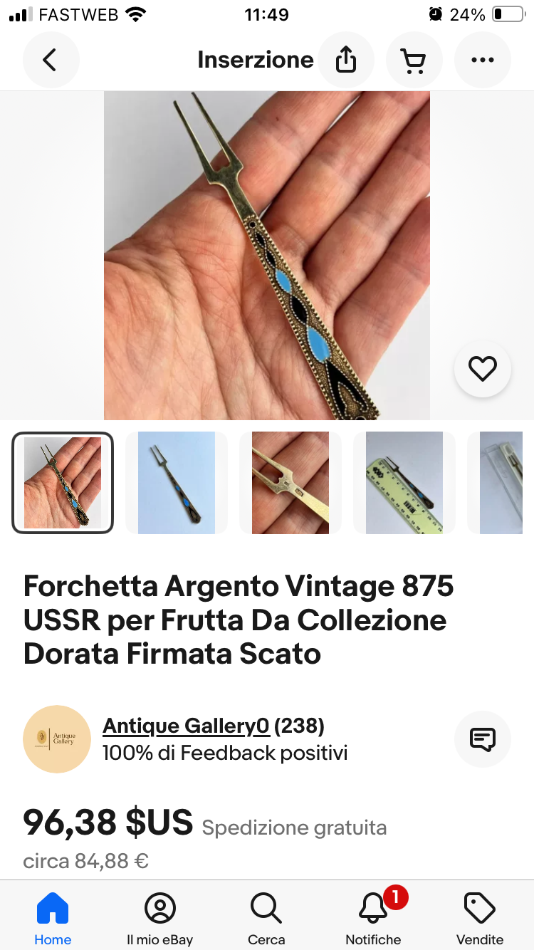 Forchettina da frutta vintage in argento