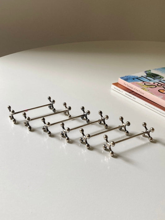 Set 6 poggia posate vintage in acciaio