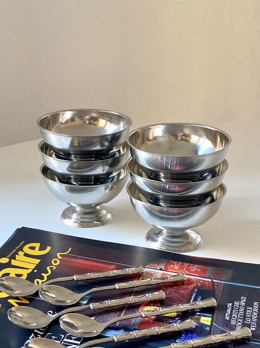 Set coppette basse vintage in acciaio