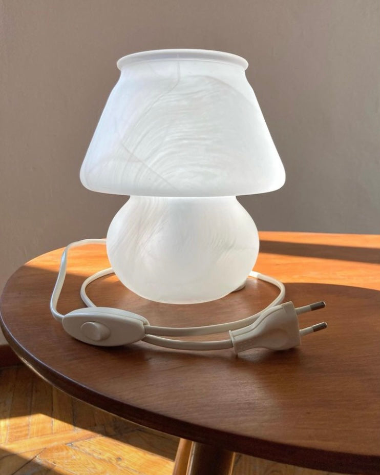 White vintage mushroom lamp