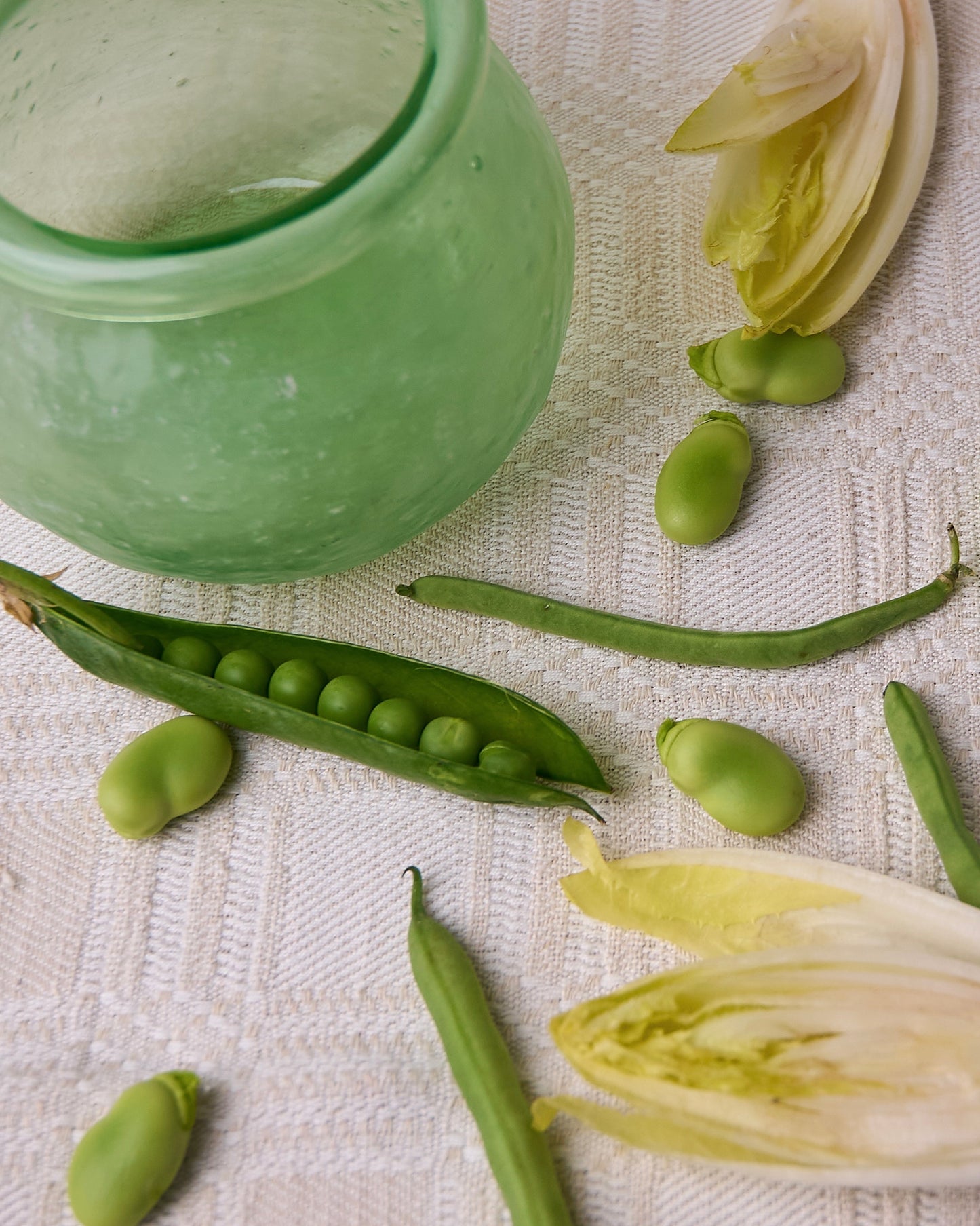 Trio vasi asimmetrici in vetro verde