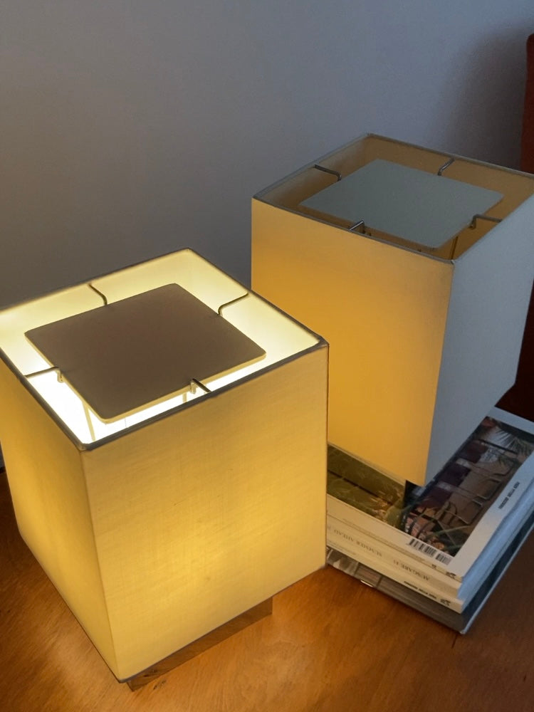 Coppia lampade con paralume color crema