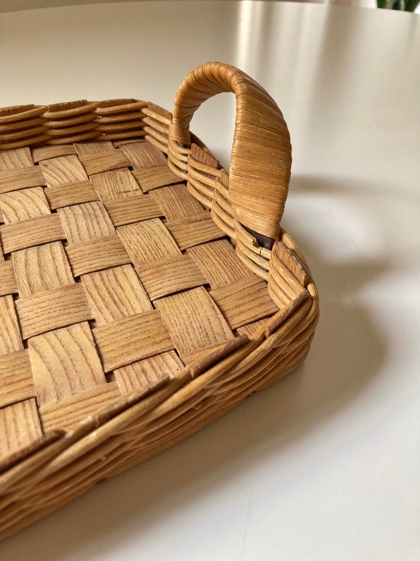 Vintage woven wooden tray