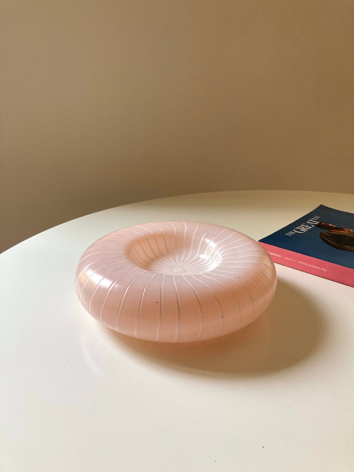 Large pink Murano glass plate