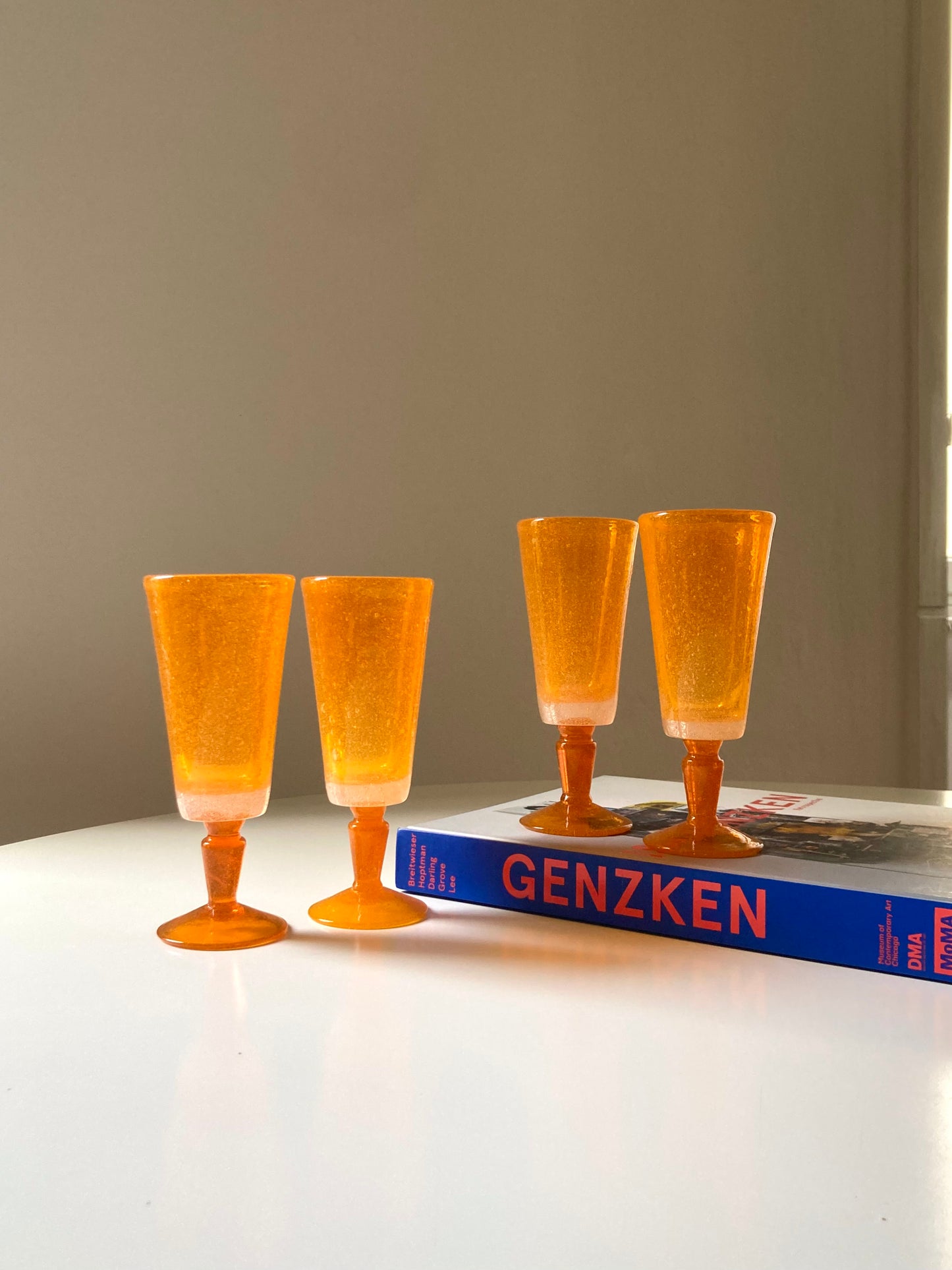 Set of 4 orange Murano glasses