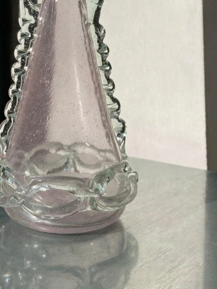 Vaso rosa di Murano vintage con greca