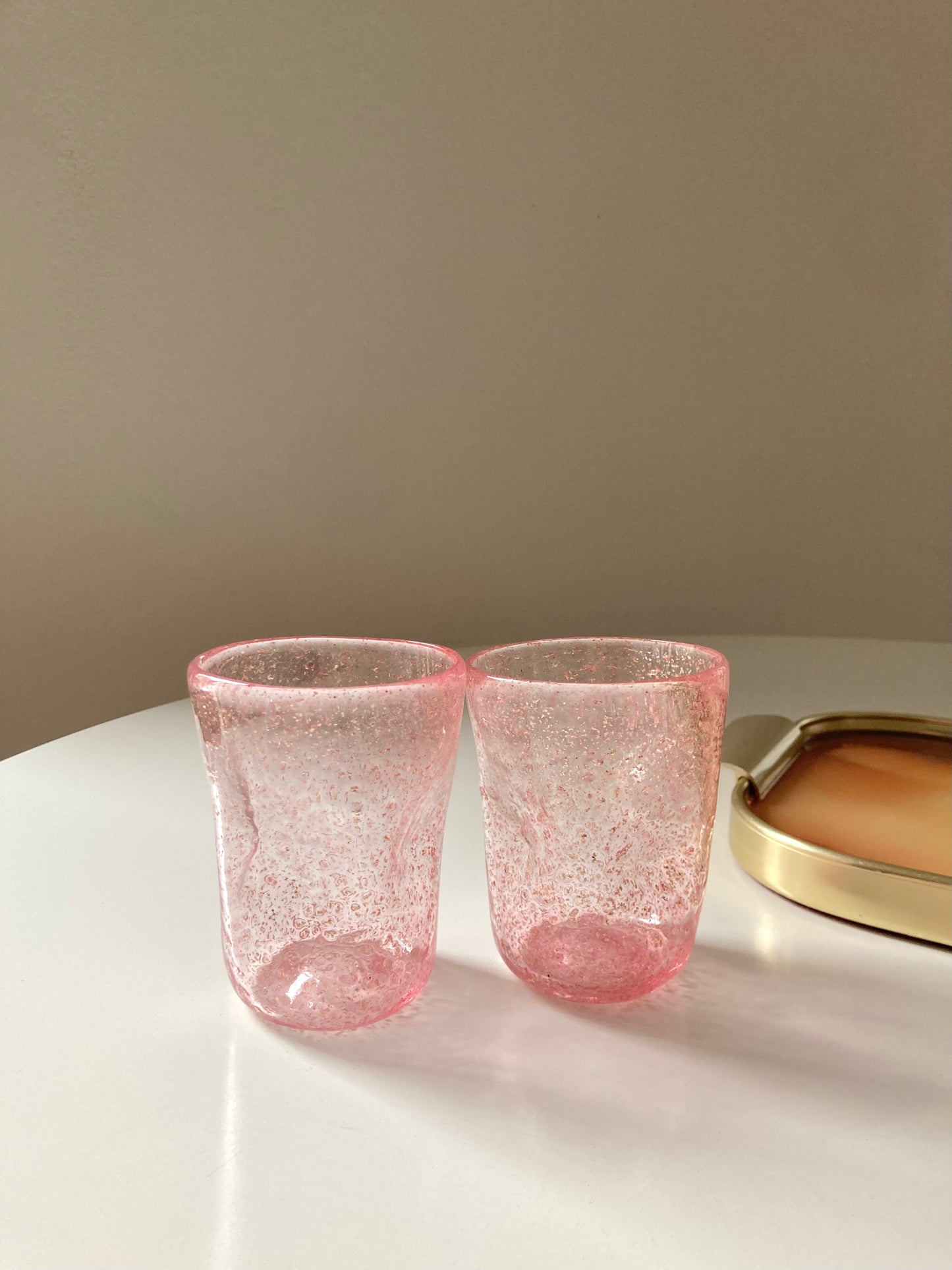 Set di goti veneziani rosa con glitter oro