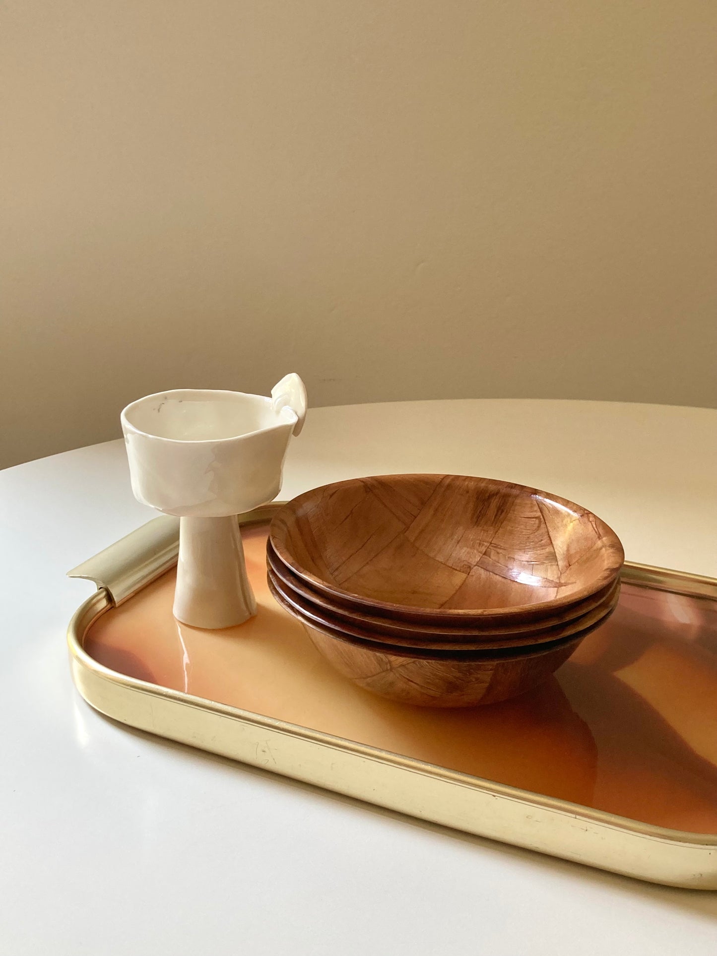 Set di 4 ciotole vintage in legno