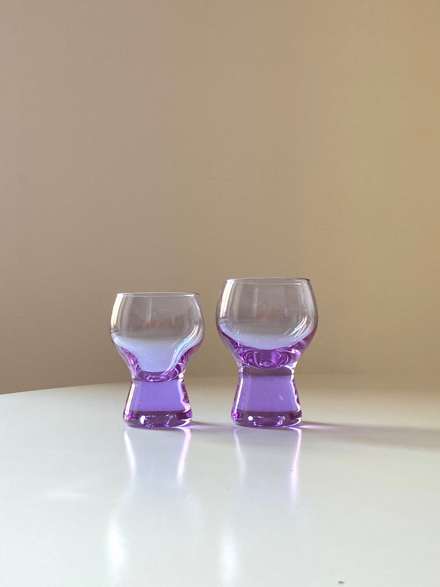 Set of vintage alexandrite glass stemware