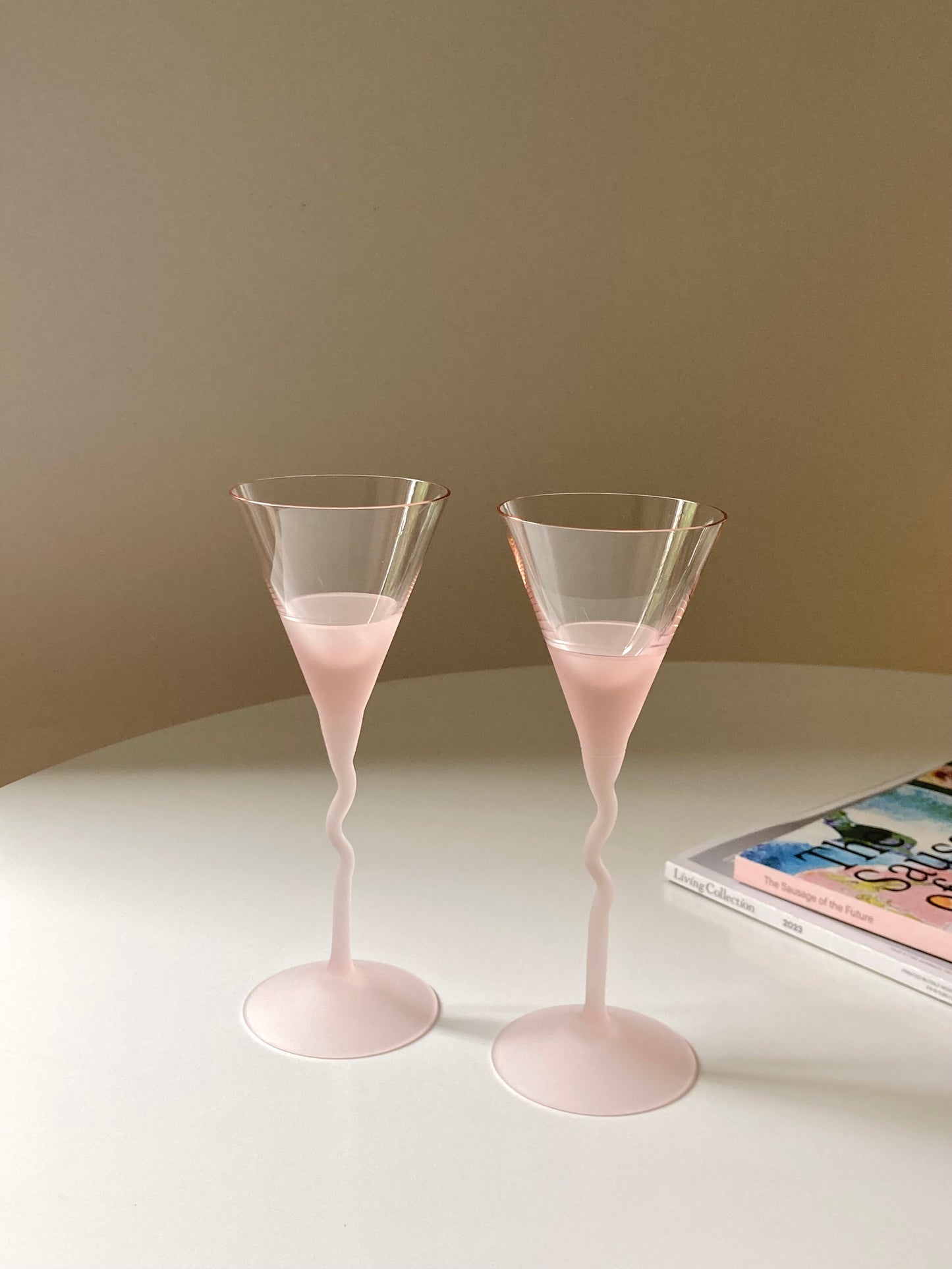 Set of 6 pink Bohemia crystal glasses