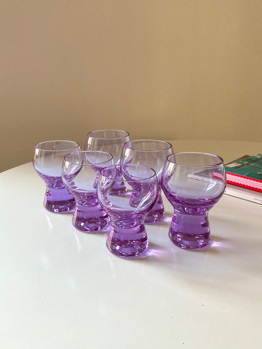 Set of vintage alexandrite glass stemware