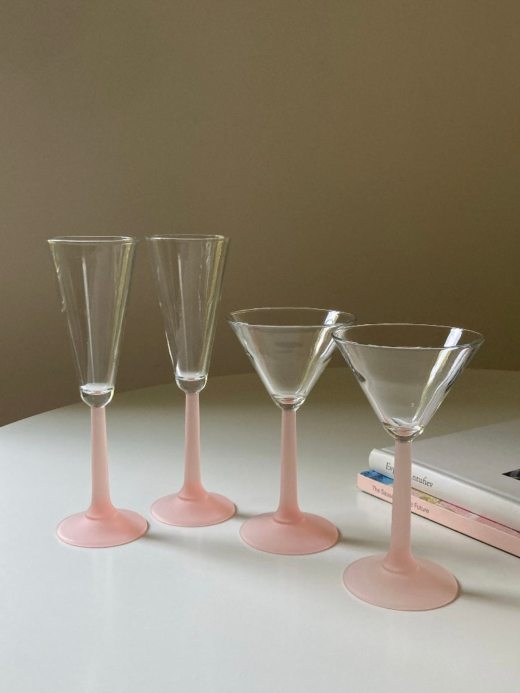 Set 4 flute stelo rosa satinato