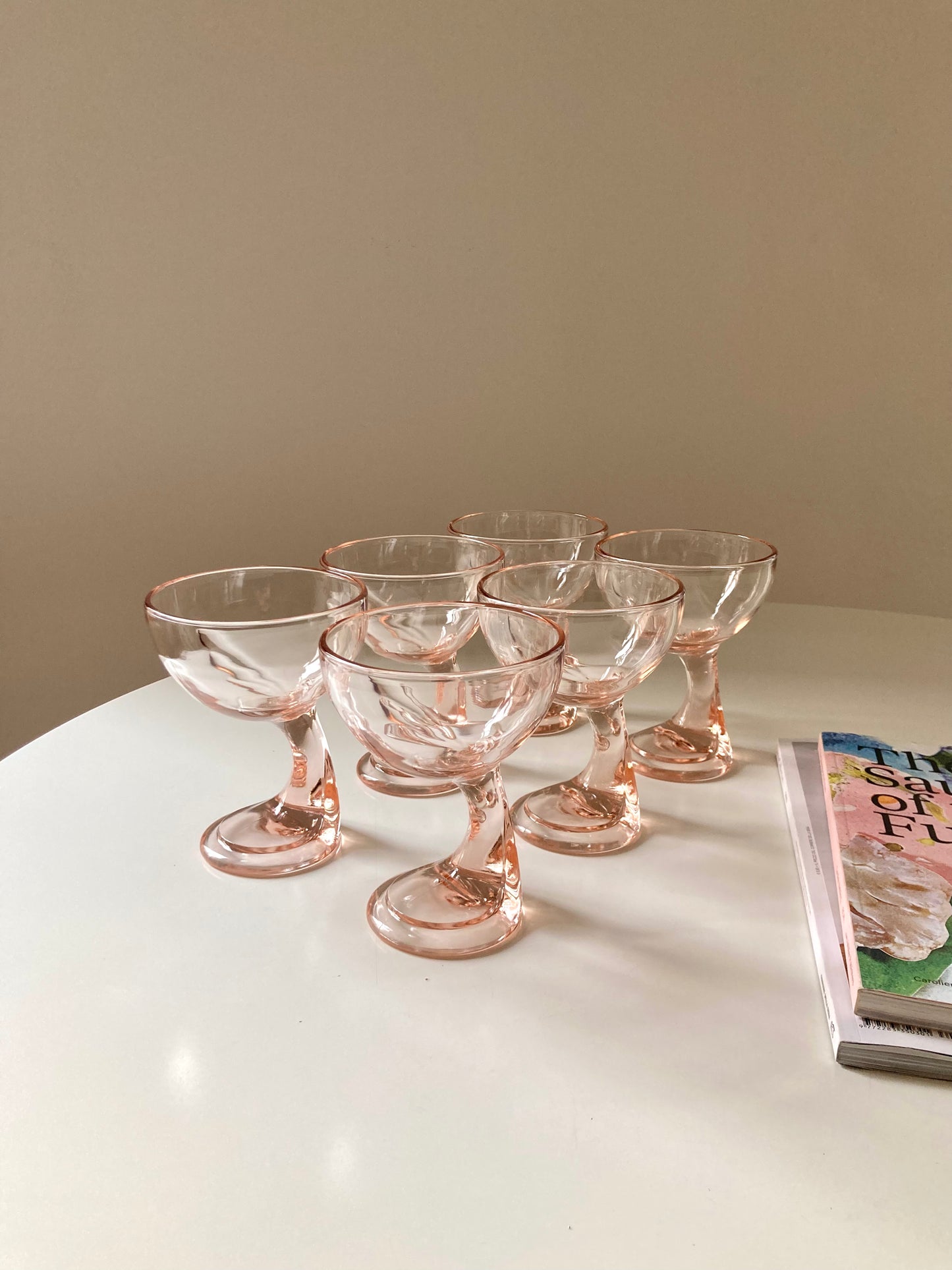 Pink glass dessert cups