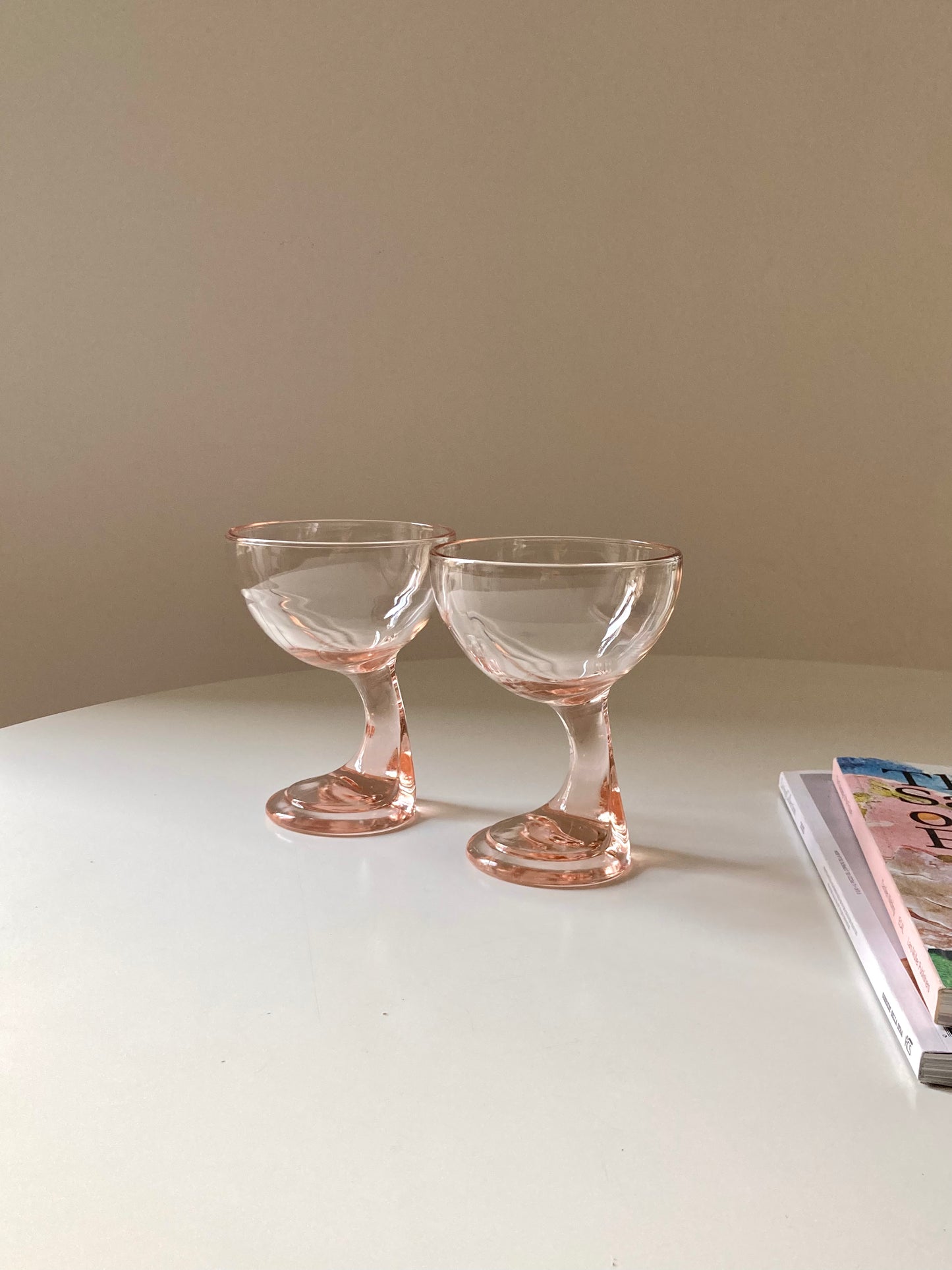 Pink glass dessert cups