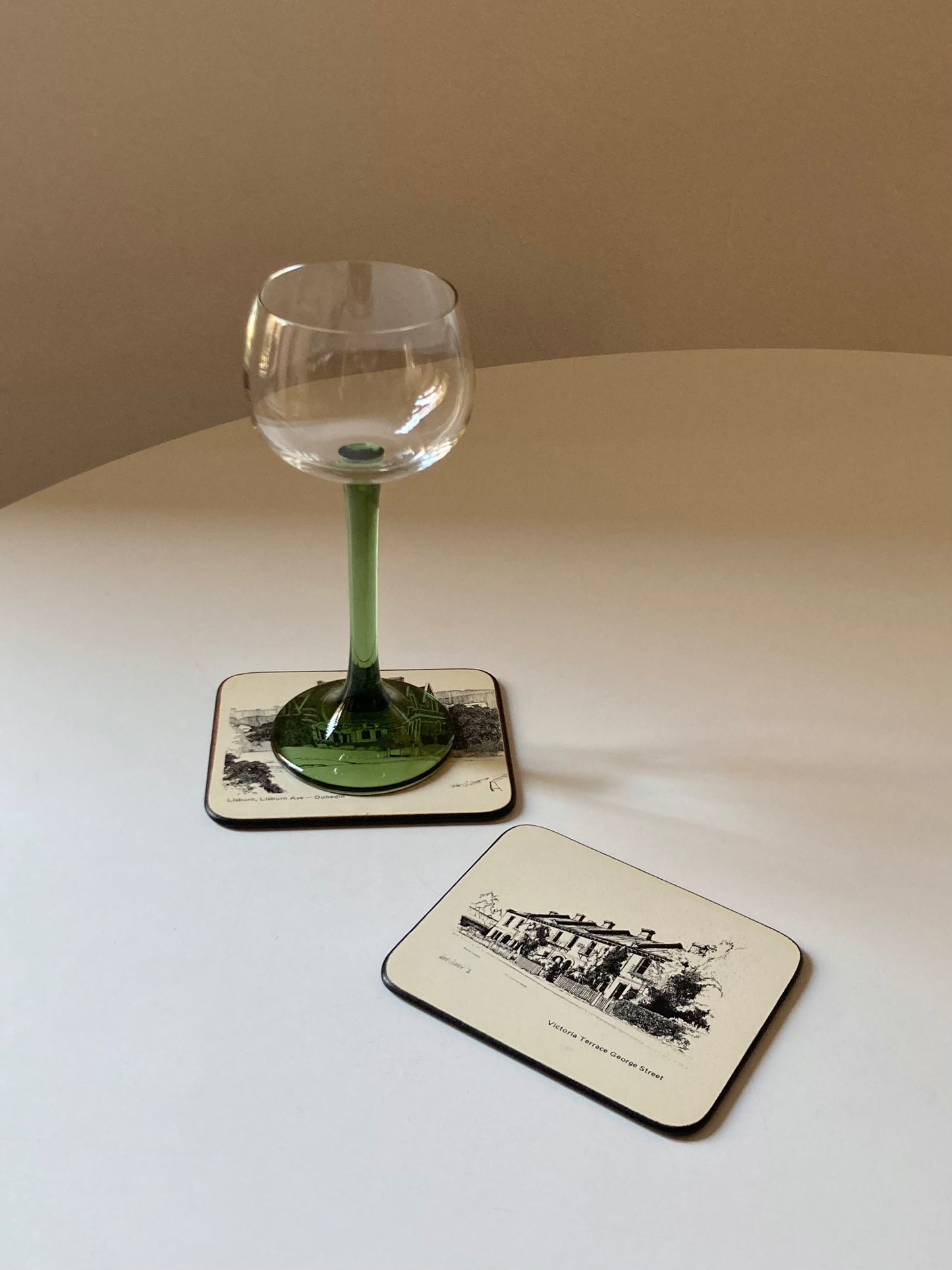 Set of 6 vintage coasters with Victorian illustrations