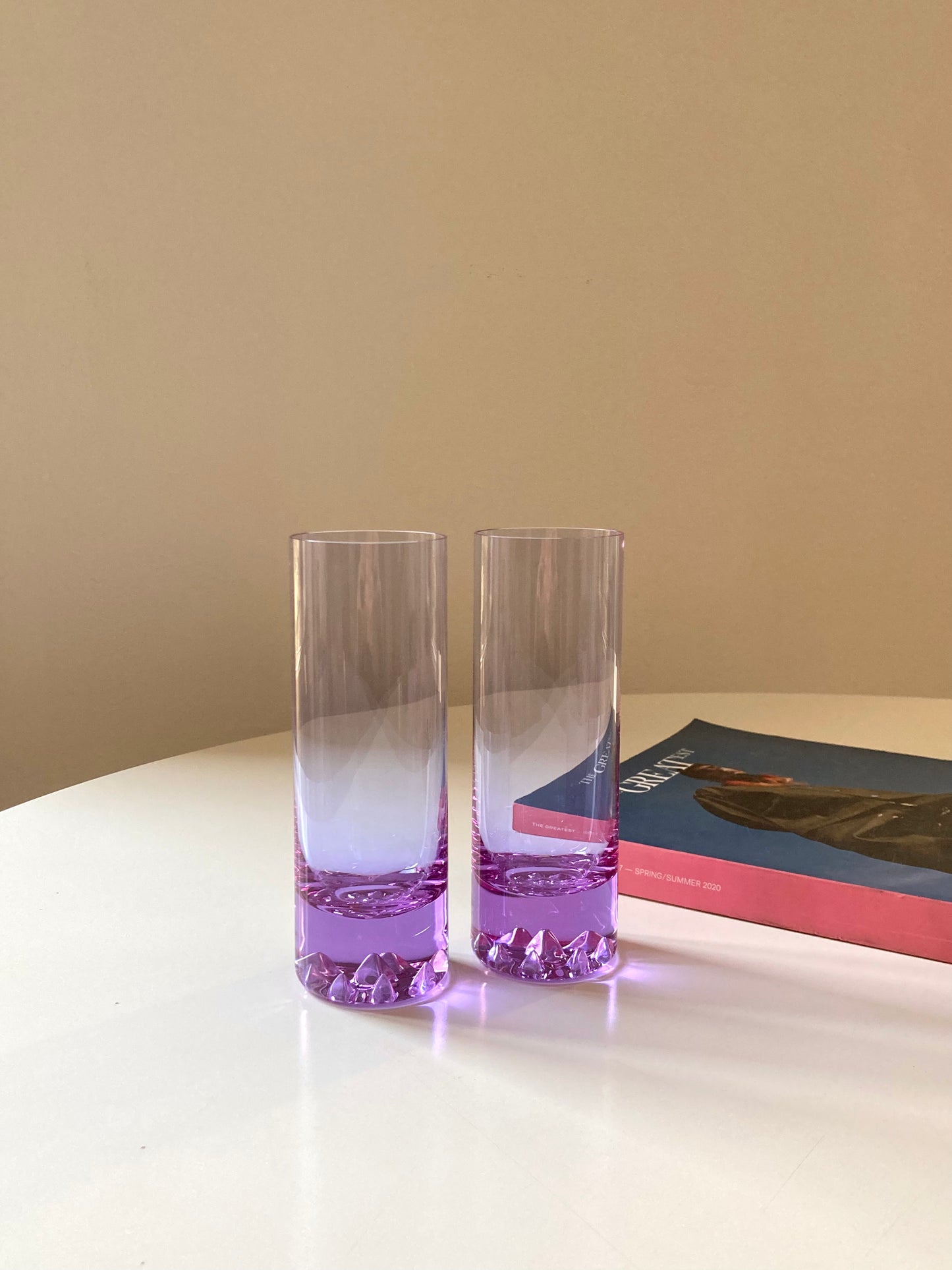 Set of 6 tall glasses in alexandrite glass