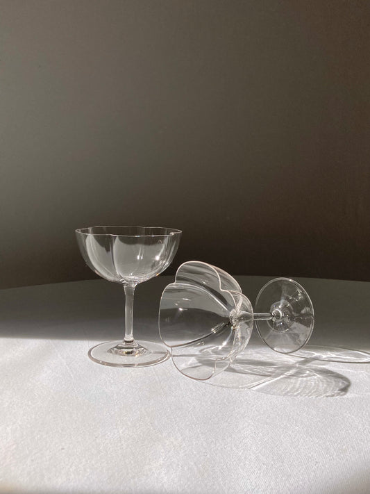 Flower-shaped blown glass goblets