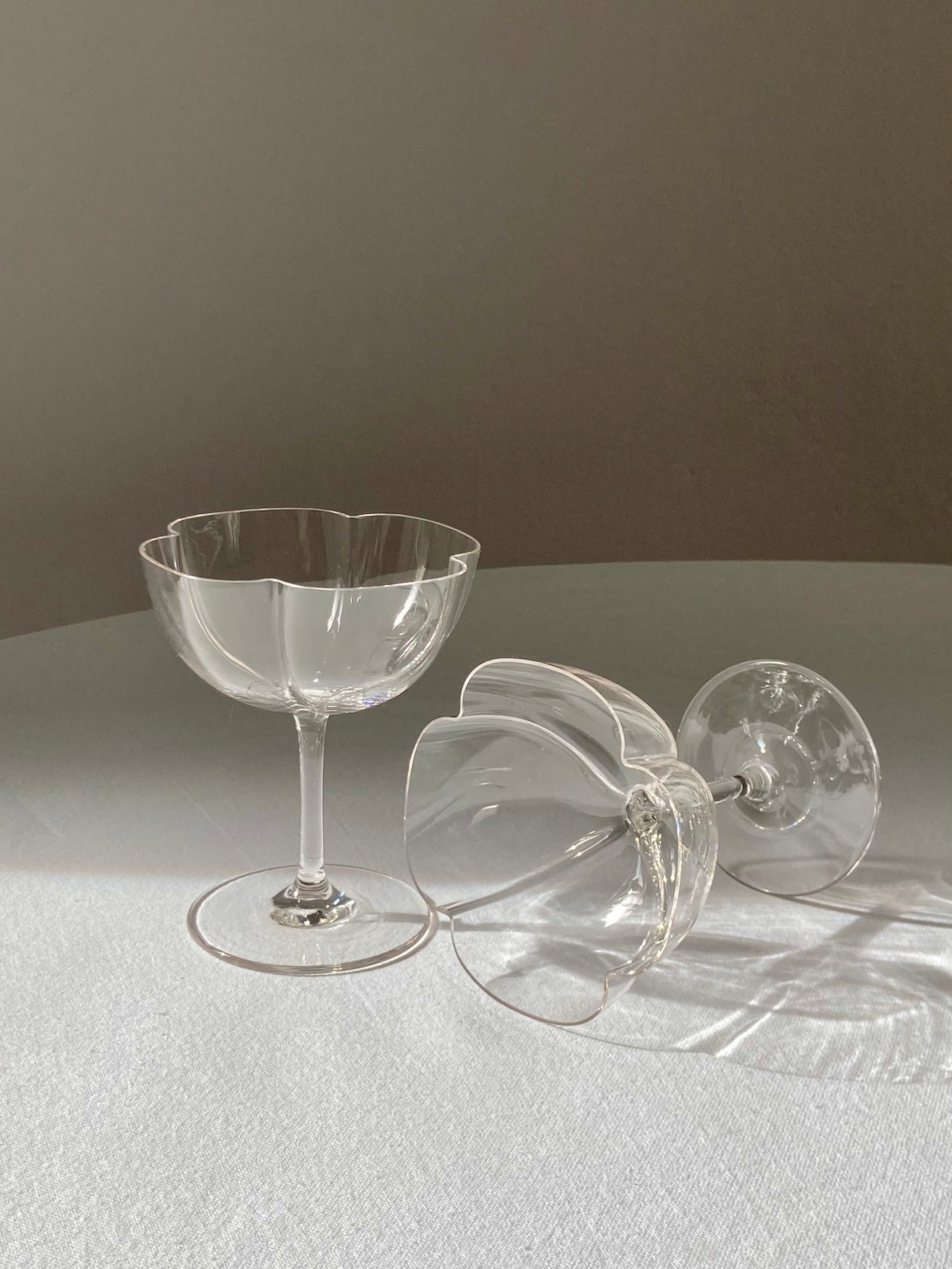 Flower-shaped blown glass goblets