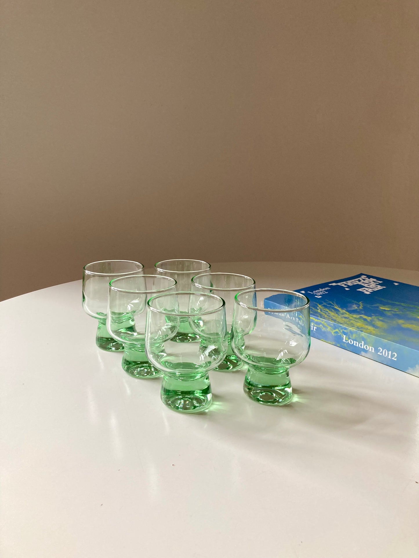 Set of 6 vintage green glasses