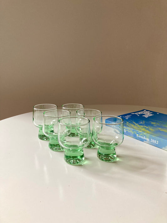 Set of 6 vintage green glasses