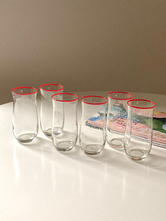 Set of 6 vintage glasses with flared rim