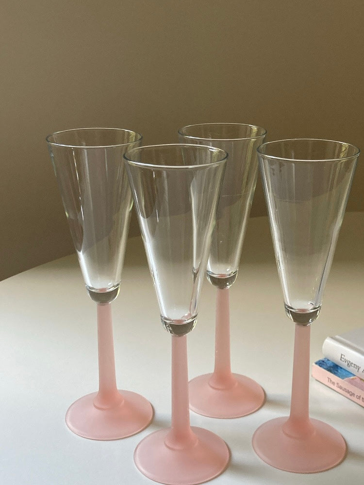Set 4 flute stelo rosa satinato
