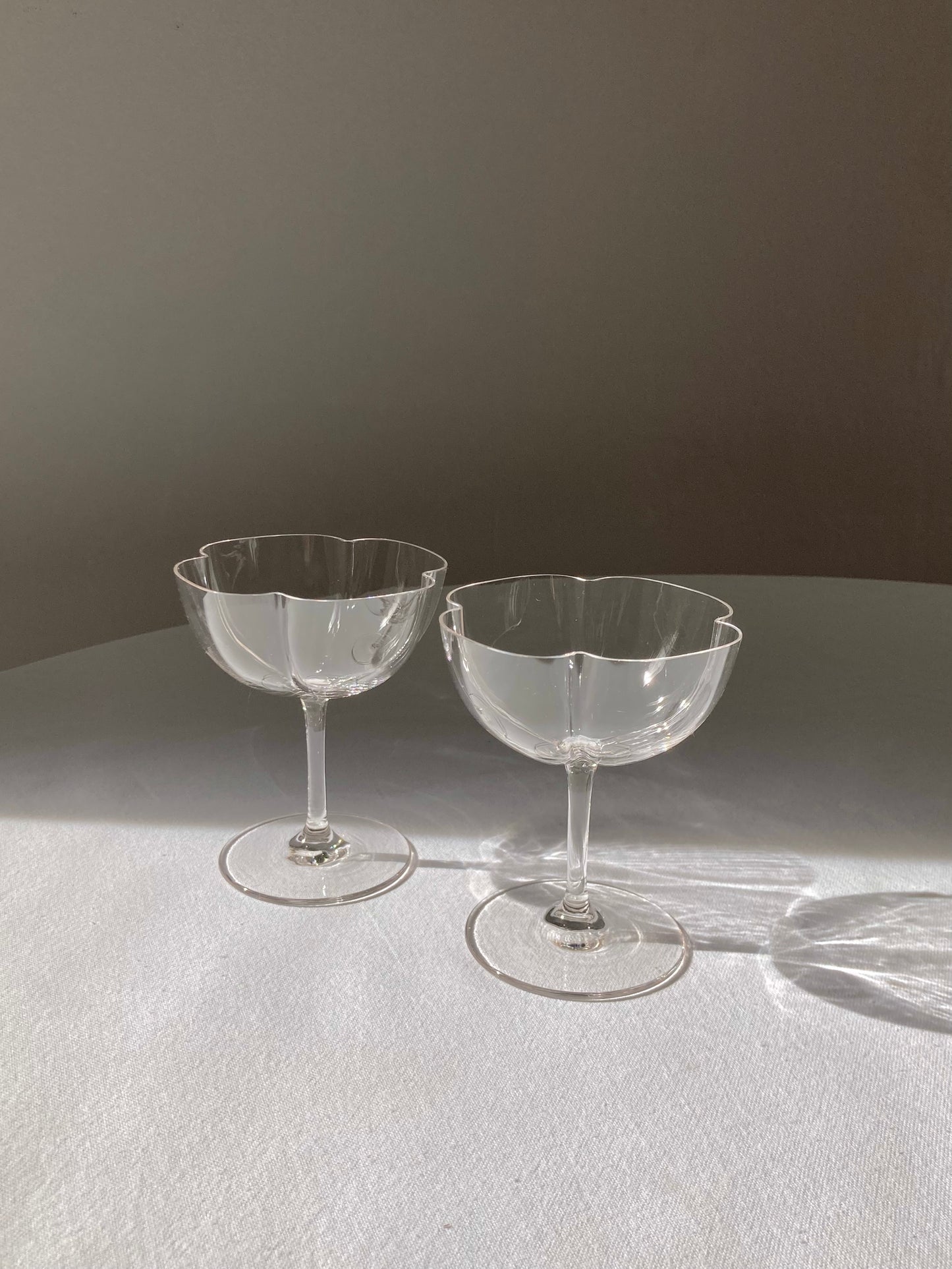 Flower-shaped blown glass goblets