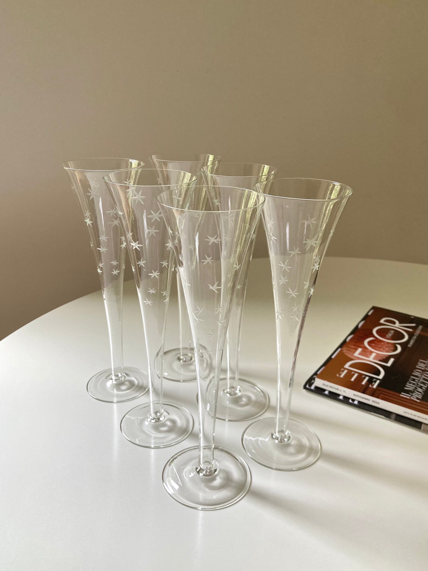Set di 6 flute vintage con stelline